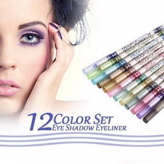 12 Piezas De Color Profesional De Sombra De Ojos Delineador De Labios Lápiz Maquillaje Set