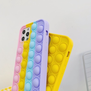 Carcasa iPhone 12 11 Pro Max X XR XS Max 6 6s 7 8 Plus SE 2020 silicona suave Pop it burbuja lindo arco iris caso del teléfono cubierta (6)