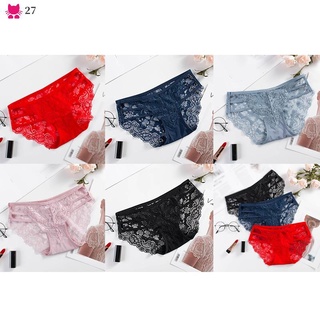 y Lace Underwear Women's Transparent Low-Waist Panties Red