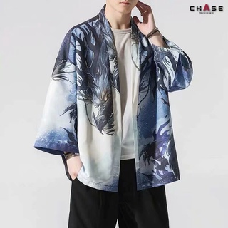 [CHASE] Kimono cárdigan de moda para hombre/camiseta con estampado de gran tamaño B31