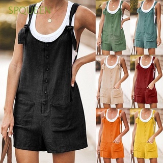 SPQUEEN Summer Jumpsuit Loose Playsuit Romper Women Pocket Shorts Casual Dungarees Overalls Bib Pants/Multicolor