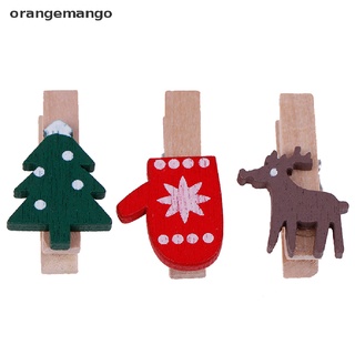 Orangemango 10 Unids/set Rojo Navidad Santa Claus Clips De Madera Mini Papel Fotográfico Pin MX