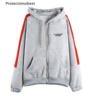 Protectionubest Oversize Hoodie Zipper Hooded Loose Print Zip-up Hoodies Sports Tops Jacket Coat NPQ