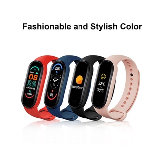 YL🔥Stock listo🔥M6 Smart Sports Bracelet Watch 0.96-Inch TFT Screen BT Fitness Tracker IP67 Waterproof Sleep/Heart Rate/Blood Pressure Monitor Multiple Sports Mode Notification/Call/Sedentary Reminder Remote Camera Compatible with Android iOS (9)