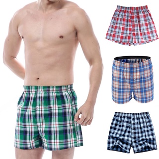 oplebes verano de los hombres de impresión de cuadros elástico cintura suelta boxeadores playa casa pantalones cortos