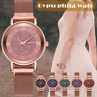 Quartz Watch With Magnetic Strap Casual Analog Roman Scale Wrist Watch Round Dial for Women