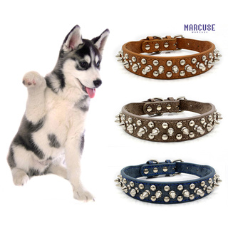 marcuse pets collar ajustable punk con picos para perros/cachorros/correa de cuello suave