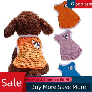 Gooditem perro cachorro verano hueco transpirable impresión de dibujos animados camiseta chaleco ropa para mascotas