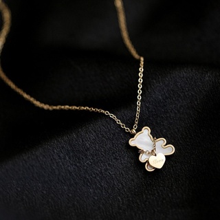 Mxbeauty joyería regalo geometría Beads Shell de titanio acero blanco Fritillary collar Estilo Coreano cadena de corazón Clavícula (2)