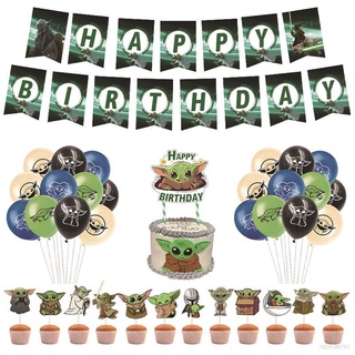 Star Wars Yoda Theme Party Decoration Set Baby Birthday Party Needs Banner Cake Topper Balloon Party Supplies Present For Kids Banners