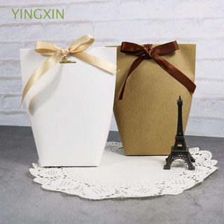 yingxin negro caramelo caja de papel kraft bolsas de regalo cajas de regalo galletas 5pcs boda blanco merci regalo caja de embalaje suministros