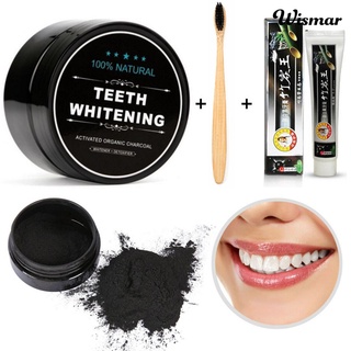 Wis dientes blanqueamiento de bambú carbón en polvo cepillo de dientes pasta de dientes cuidado Oral Kit limpio