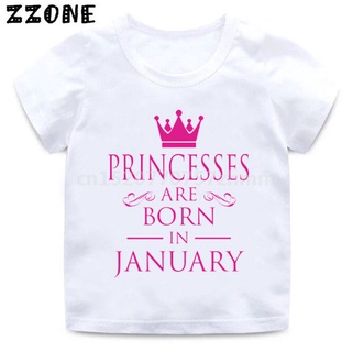 Bebé niñas cumpleaños princesa nacen en JAL-DEC impresión camiseta niños ropa divertida niños camiseta de manga corta, HKP5330
