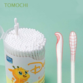 TOMOCHI 200 Pcs/set Disposable Cotton Swab Newborn Paper Sticks Cotton Pads Nail Belly Button Nose Cleaning Soft Double Head Cotton Buds (1)