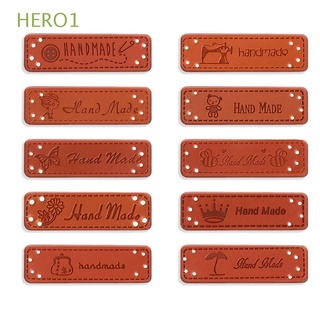 hero1 10pcs retro etiquetas diy cuero pu etiqueta de suministro sintético accesorios de costura ropa hecha a mano parche