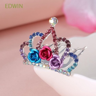 edwin delicado pelo joyería mini corona horquilla peine rosa flor lindo niñas moda cristal rhinestone princesa clip fiesta de cumpleaños regalo para niñas niños regalo