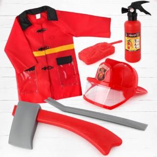 WARM 5pcs niños bombero bombero Cosplay juguetes casco extintor de incendios intercomunicador llave de hacha