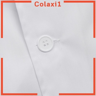 [COLAXI1] Hombres de manga larga blanco exfoliantes bata de laboratorio Doctor enfermera uniforme S