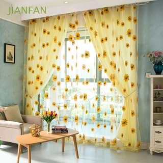 jianfan girasol patrón tul cocina cortina de proyección balcón gasa ventana persiana floral habitación decoración del hogar