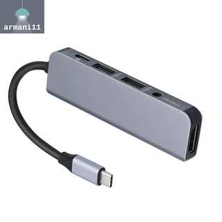5 En 1 Tipo C HUB USB-A HDMI compatible 3.0 2.0 3.5 Mm Audio Adaptador