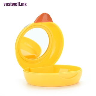 (well) lentes de contacto lente caso titular caja portátil Kit de viaje conjunto lindo pato amarillo (5)
