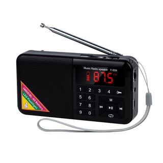 Y-509 portátil Radio FM Mini Digital Raido altavoz con linterna LED pantalla pantalla MP3 reproductor de música