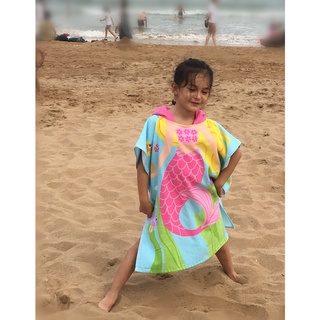 Toalla de playa para niños, niñas, sirena con capucha, toalla de baño, toalla de piscina con capucha, 70 cm (6)