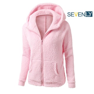 Zm-Chamarra cálida de lana engrosada para mujer con cremallera con capucha abrigo (rosa 5XL) -