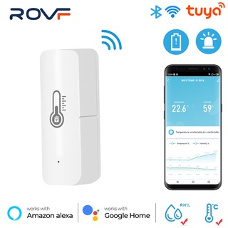 ROVF Tuya Wifi Smart Home Sensor De Temperatura Y Humedad Detector Interior Alarma Voz Life Support Alexa (1)