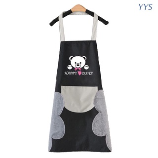Yys - delantal de cocina para mujer con bolsillos de toalla de mano, diseño de oso, impermeable
