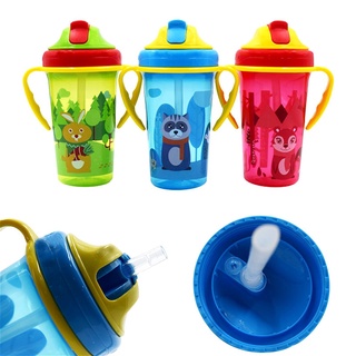 Lindo bebé taza de alimentación con paja libre de BPA portátil biberón a prueba de fugas con mango niños entrenamiento bebé bebé Copos