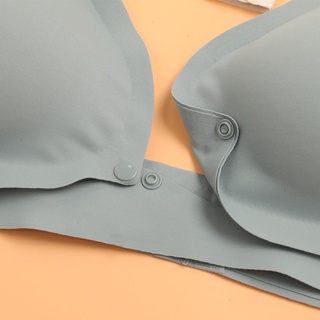 Breathable Wireless Pregnant Women's Front Open Buckle Feeding Bra Solid Color Maternity Nursing Bra with Removable Pads (3)