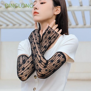 DINGLONG Elegant Lace sleeve Fashion Sun Protection Flower Arm Sleeves Women Running Driving Classic Fishing Sports Cooling Sleeves/Multicolor