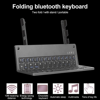 Bi-Foldable Keyboard Folding Bluetooth Wireless Portable Slim Design with Bracket for IOS Android