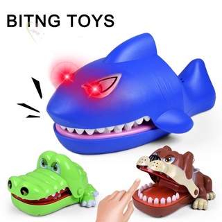 Le support divertido de dibujos animados perro cocodrilo tiburón juguetes boca dentista mordedura dedo dedo novedad juego de juguete para niños niños (1)