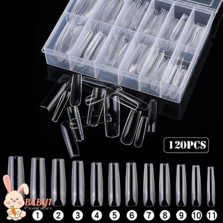 BABY1 120PCS/Box Manicure Salon Supply Square Nail Tips ABS Full Cover XXL Square Nail Tips Long Mixed 12 Sizes Acrylic Clear High Quality Press On Nails