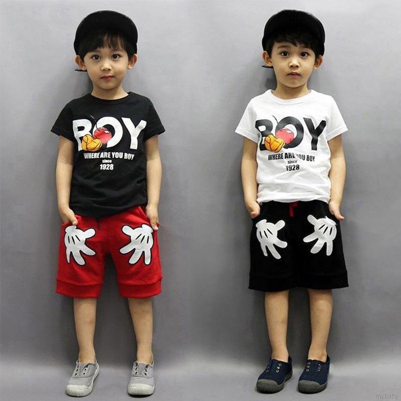 MyBaby 2pcs Verano Bebé Niños Camiseta De Manga Corta + Pantalones Trajes Conjunto 1-6Y