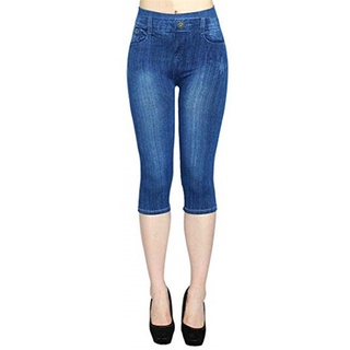 Beautyu_Pantalones elásticos de cintura alta con estampado de Jean-como Jean-out para mujer