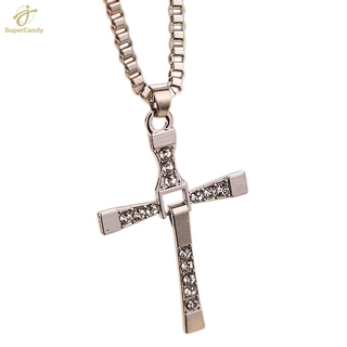 fast and furious dominic toretto - collar con colgante de cruz, plata, cristiano
