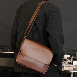 Bolso de hombro único para hombre, bolso de mensajero Casual de marca de moda, estilo japonésinsBolsos de hombre coreano Simple pequeño bandolera Vintage bolsa de mensajero XCau (1)