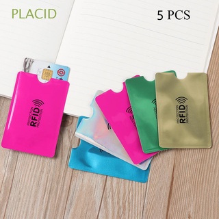 PLACID 5Pcs Lector de tarjetas Titular de la tarjeta Seguridad Cubierta protectora Bloqueo RFID Banco Tarjeta de crédito Inteligente Aluminio Robo Cartera de bolsillo/Multicolor