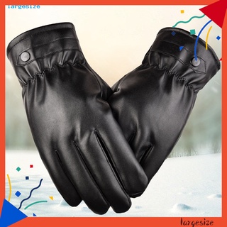 LAR_ Motorcycle Supplies Faux Leather Gloves Driving Motorcycle Winter Warm Gloves Anti Slippage for Men