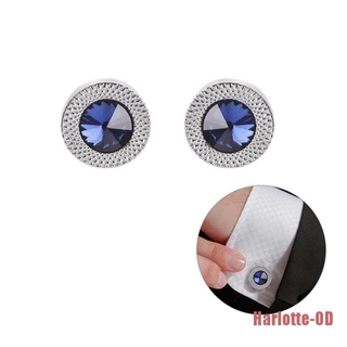 harlotte$$fashion mujeres azul blanco gemelos cristal brazalete links camisa botón encanto joyería