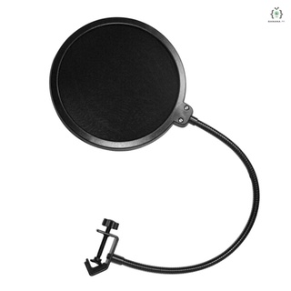 Rx doble capa en forma de U micrófono Pop ruido filtro de viento máscara de pantalla Shied eje Flexible para condensador micrófono hablar canto radiodifusión grabación Host negro