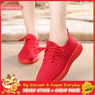 [Eco-friendly] Mujer Antideslizante Deportes Para Correr Rojo Zapatos De Lona Cómodo Streetwear Zapatillas Diarias