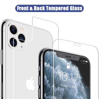 Pelindung Layar Tempered Glass Depan+Belakang Untuk Iphone X/Xs/11 Pro Max/I8/7/6S/6 Plus/Xr/Se2020