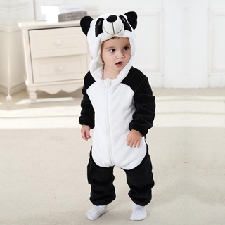 bebé mameluco de invierno caliente onesie niños niñas mono lindo vaca panda animales divertidos fiesta hogar desgaste bebé disfraces (6)