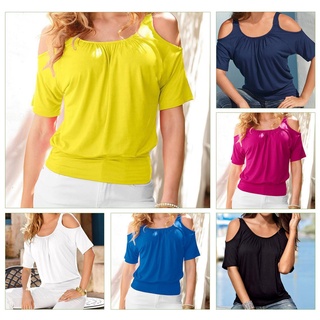 *SLT Women Summer Short Sleeve T-Shirt Trendy Ladies Female Strapless Shirt