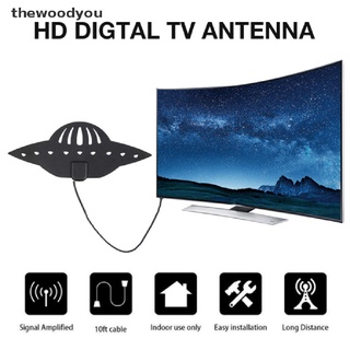 [thewoodyou] 960 millas 4k 1080p digital tv antena para dvb-t tv hdtv negro ovni en forma de durable.