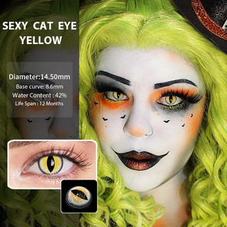 uyaai 1 par de lentes de contacto cosplay para ojos de halloween gato ojo contactos anime accesorios lentes azules ojos marrón lente sexy ojo de gato amarillo